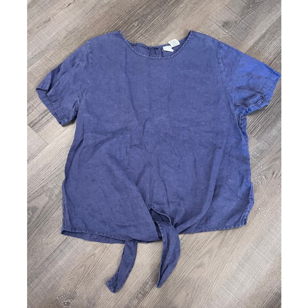 Artisan NY 100% Linen Tie Front Top